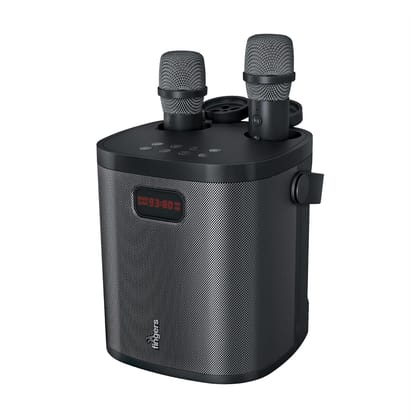 Fingers 2Mic-GrooveBox Portable Speaker with 2 Wireless Mics- Rich Black