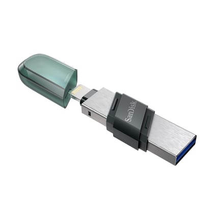SanDisk 128GB iXpand USB 3.0 Flash Drive Flip for iOS and Windows- Silver