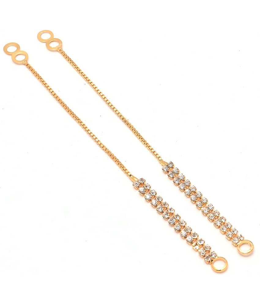 Jewar Mandi - Golden Ear Chain Earrings ( Pack of 2 )