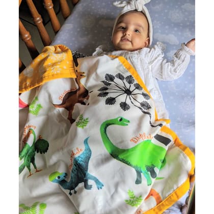 Muslin Baby Blanket - Turasaurus - (Newborn Baby)