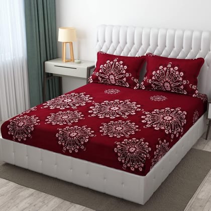 Premium Cotton Elastic Fitted King Size Bedsheet with 2 Pillow Covers