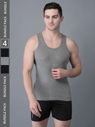 Men's Pack of 4 Solid Combed Cotton Vest