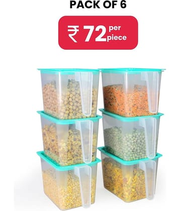 PearlPet fridge jar -1100 ml Plastic Transparent Multi-Purpose Container ( Set of 6 )