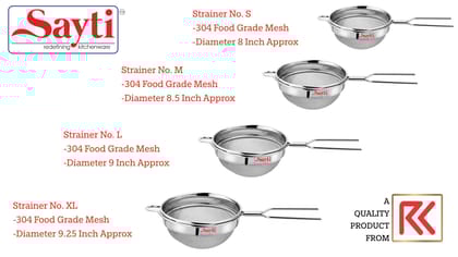 RK Sayti Stainless Steel Round Strainer Set, 304 Grade Single Mesh, Premium Polish, 4 Sizes (S/M/L/XL) RK Sayti Stainless Steel Round Strainer Set, 304 Grade Single Mesh, Premium Polish, 4 Sizes (S/M/L/XL)