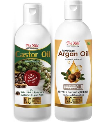 The Nile Castor Oil 100 ML + Moroccan Argan Oil 150 ML  Hair Oil 250 mL Pack of 2