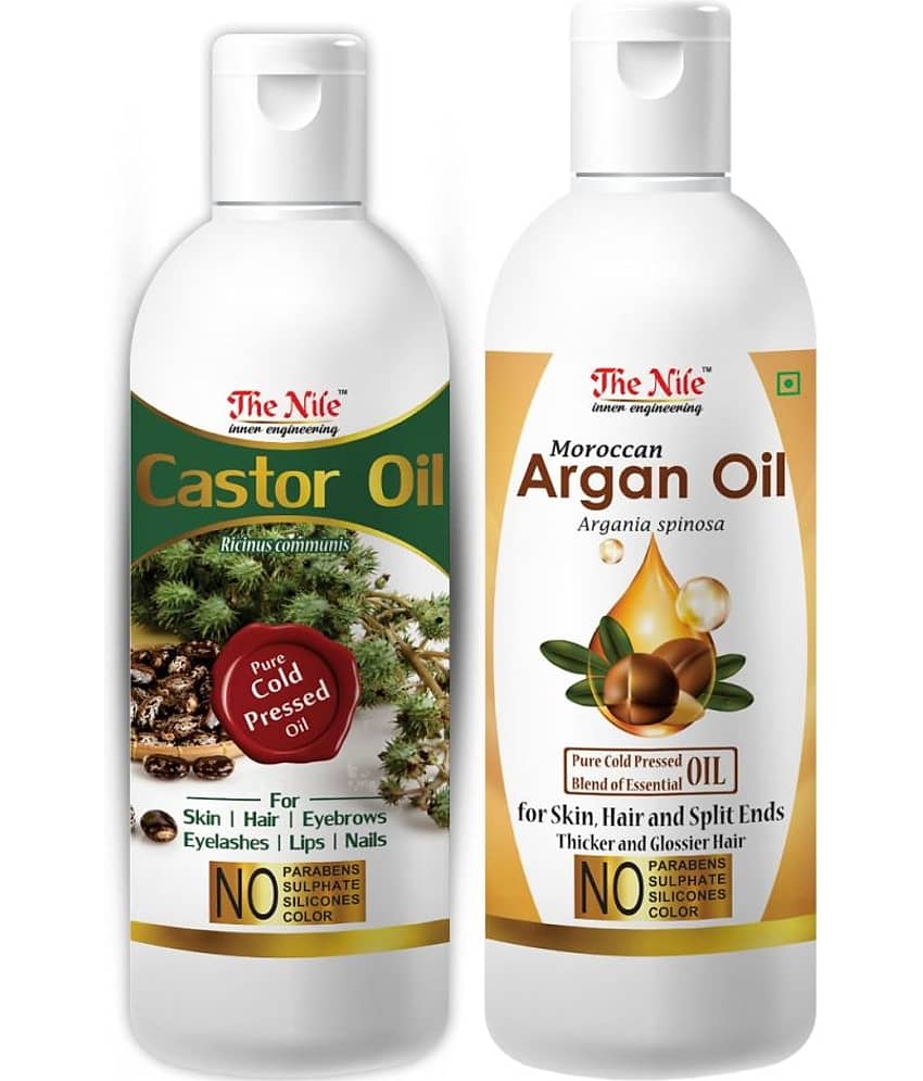 The Nile Castor Oil 100 ML + Moroccan Argan Oil 150 ML  Hair Oil 250 mL Pack of 2