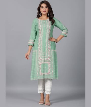 Juniper Rayon Printed Straight Women's Kurti - Green ( Pack of 1 )