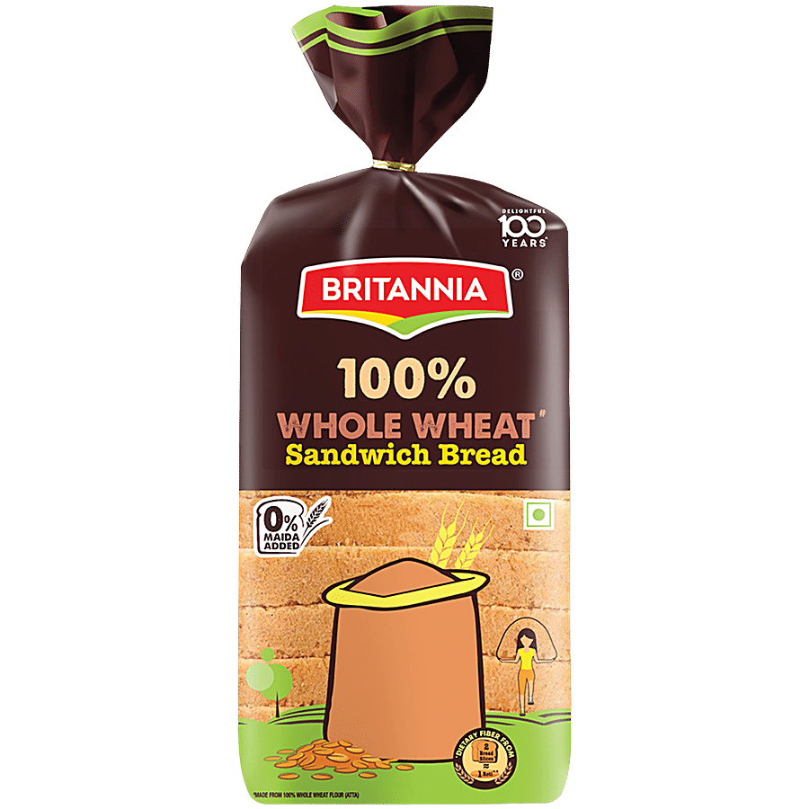 Britannia 100% Whole Wheat Bread, 450 gm