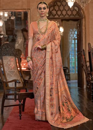 Light Grey Printed Digital Printed Silk Saree