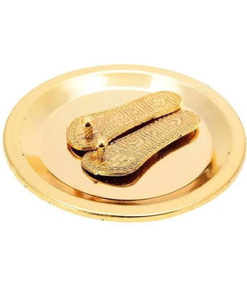 KESAR ZEMS Gold Plated GODDESS Lakshmicharan Paduka For Wealth & Prosperity (6.5 x 6.5 x 1 Cm,Golden)