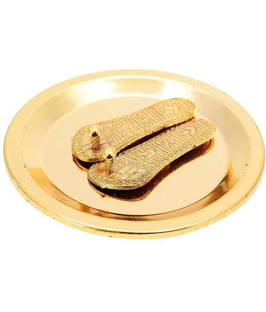 KESAR ZEMS Gold Plated GODDESS Lakshmicharan Paduka For Wealth & Prosperity (6.5 x 6.5 x 1 Cm,Golden)