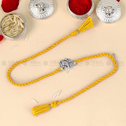 925 Sterling silver Lord Ganesha design pendant Rakhi bracelet Rakshabandhan festival rk360