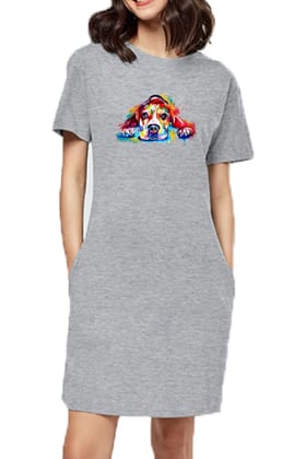 T-shirt Dress With Pockets - Droopy Dog Eyes (6 Colours) (Slim Fit)