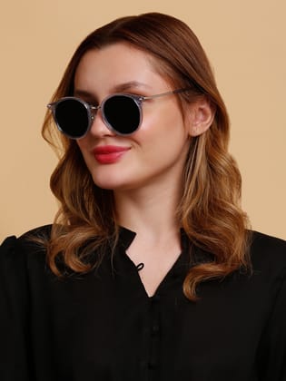 SUNNIES Large Full Frame Metal.Plastic Round Solid Polarized Women Sunglasses-SNS-11710-C047
