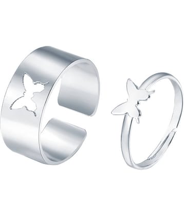 FASHION FRILL - Silver Couple Ring ( Pack of 2 )