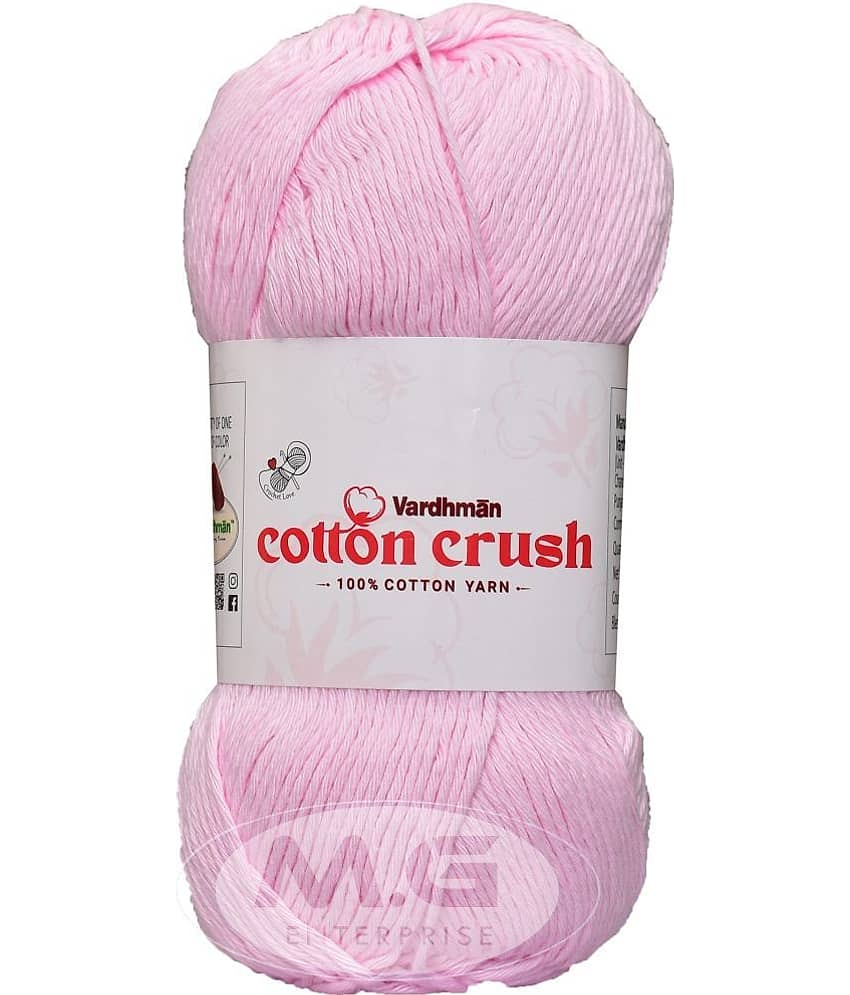 Vardhman Cotton Crush 8-ply Baby Pink 200 GMS 100% Cotton Ball Hand Knitting Cotton/Art Craft Soft Fingering Crochet Hook Yarn, Needle Knitting Yarn Thread Dyed-JC Art-AFDJ