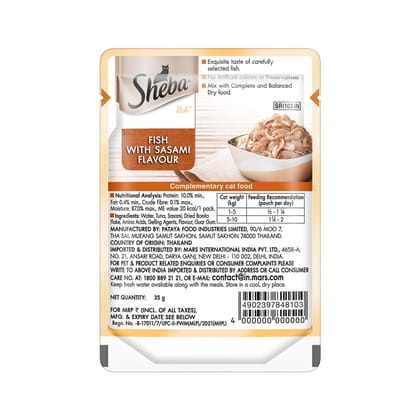 Sheba Rich Premium Fish with Sasami Adult (1 + Years) Wet Cat Food 35g Sheba Rich Premium Fish with Sasami Adult (1 + Years) Wet Cat Food 35g