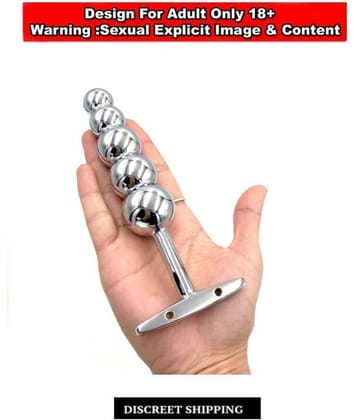T-Handle Tower Stainless Steel 5 Anal Beads Butt Plug Sex Toy For Men Women