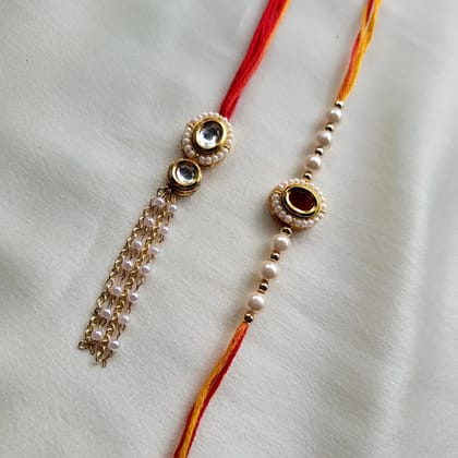 Bhai bhabhi Kundan Rakhi set