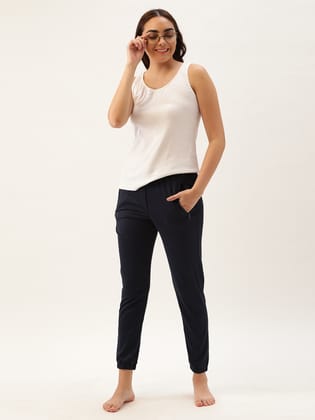 Women Blue Slim Fit Joggers-L
