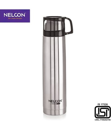 Nelcon 500ML Classy Flask Silver Stainless Steel Water Bottle 500 mL ( Set of 1 )
