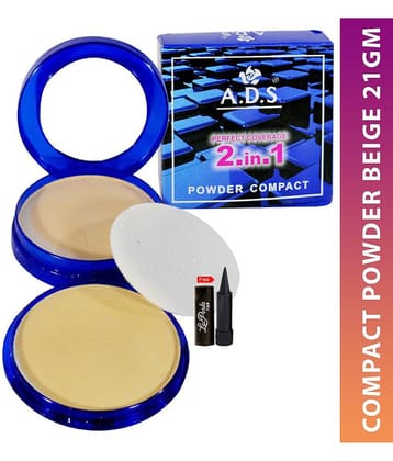 ADS 2IN1 Compact Powder With Free Kajal Pressed Powder Beige 23 gm