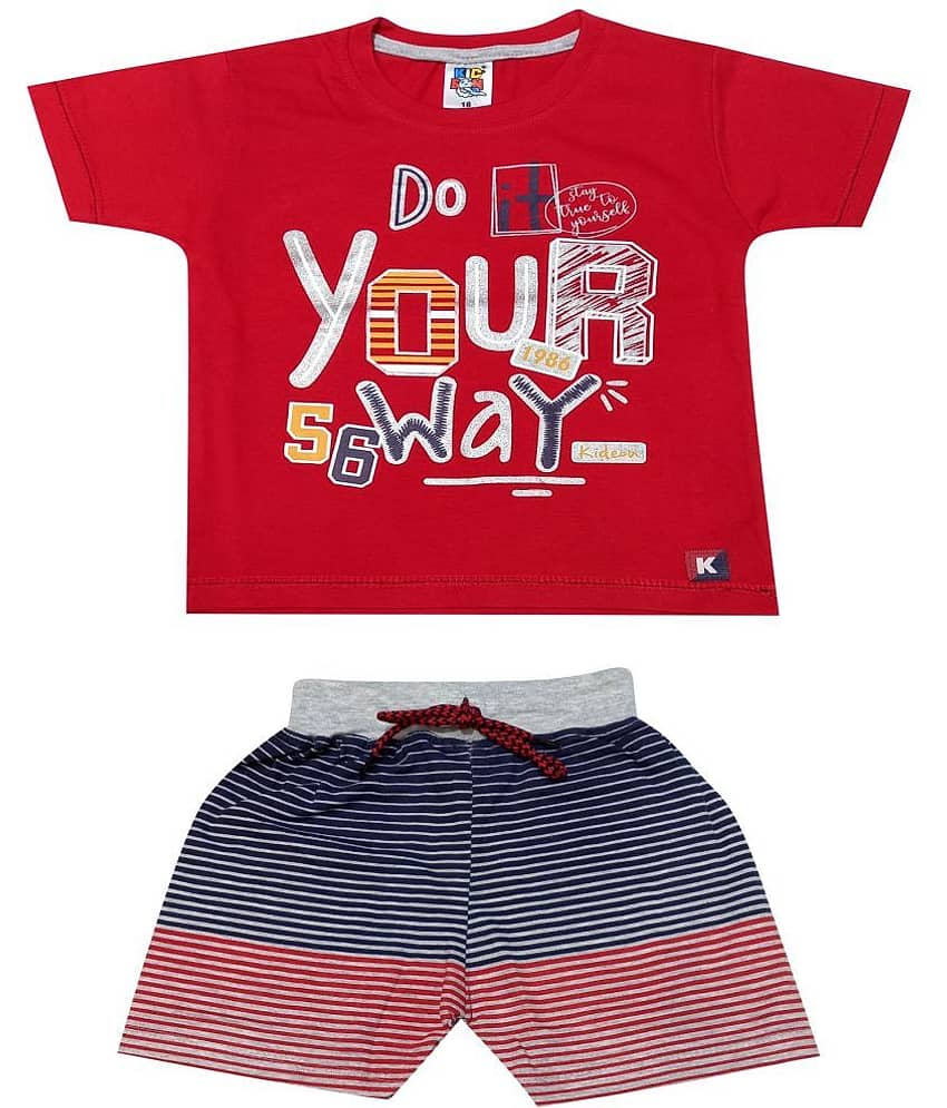 Kideon Pack of 1 Baby Boys 100% Cotton Top & Shorts ( Navy )