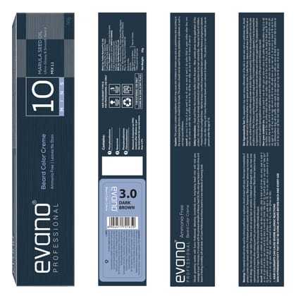 EVANO Professional Beard Colour for Men Dark Brown 50g, Ammonia Free Beard Color, 100% Grey Coverage in 10 Minutes