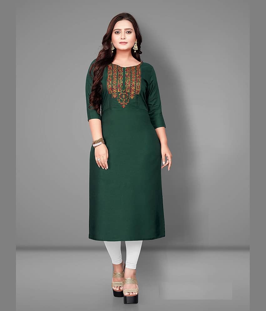 Rangrasiya - Green Rayon Women's Straight Kurti ( Pack of 1 )