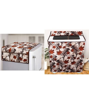 E-Retailer Set of 2 Polyester Brown Washing Machine Cover for Universal Semi-Automatic