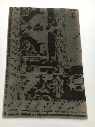 Hand-Knotted Wool & Bamboo Silk Rug 2x3 ft | Modern Geometric Design, Silver Charcoal Hand-Knotted Wool & Bamboo Silk Rug 2x3 ft | Modern Geometric Design, Silver Charcoal