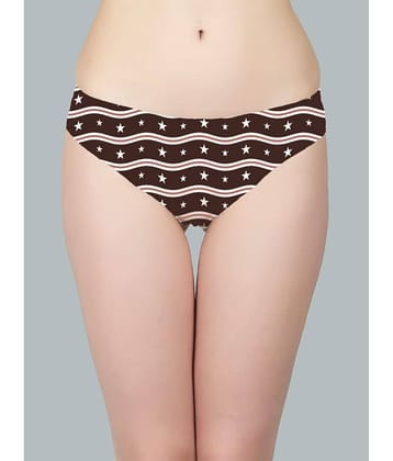 D Naked Cotton Lycra Printed Women's Bikini ( Brown )