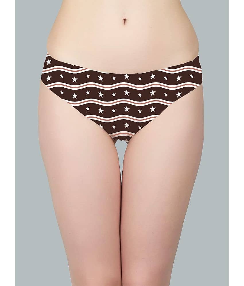 D Naked Cotton Lycra Printed Women's Bikini ( Brown )