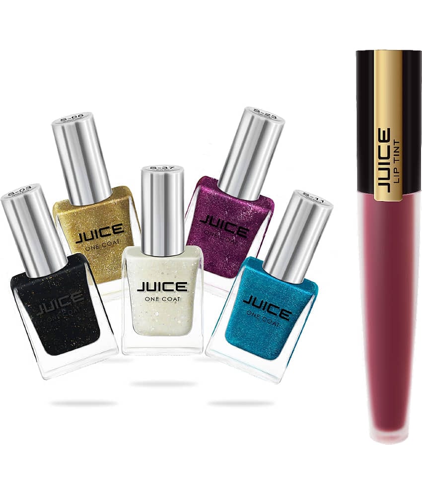 Juice BLACK.GOLD,BLUE,VOILET,MILKY WAY Nail Polish S03,S06,S11,S23,S37 Multi Shimmer Pack of 6 59 mL