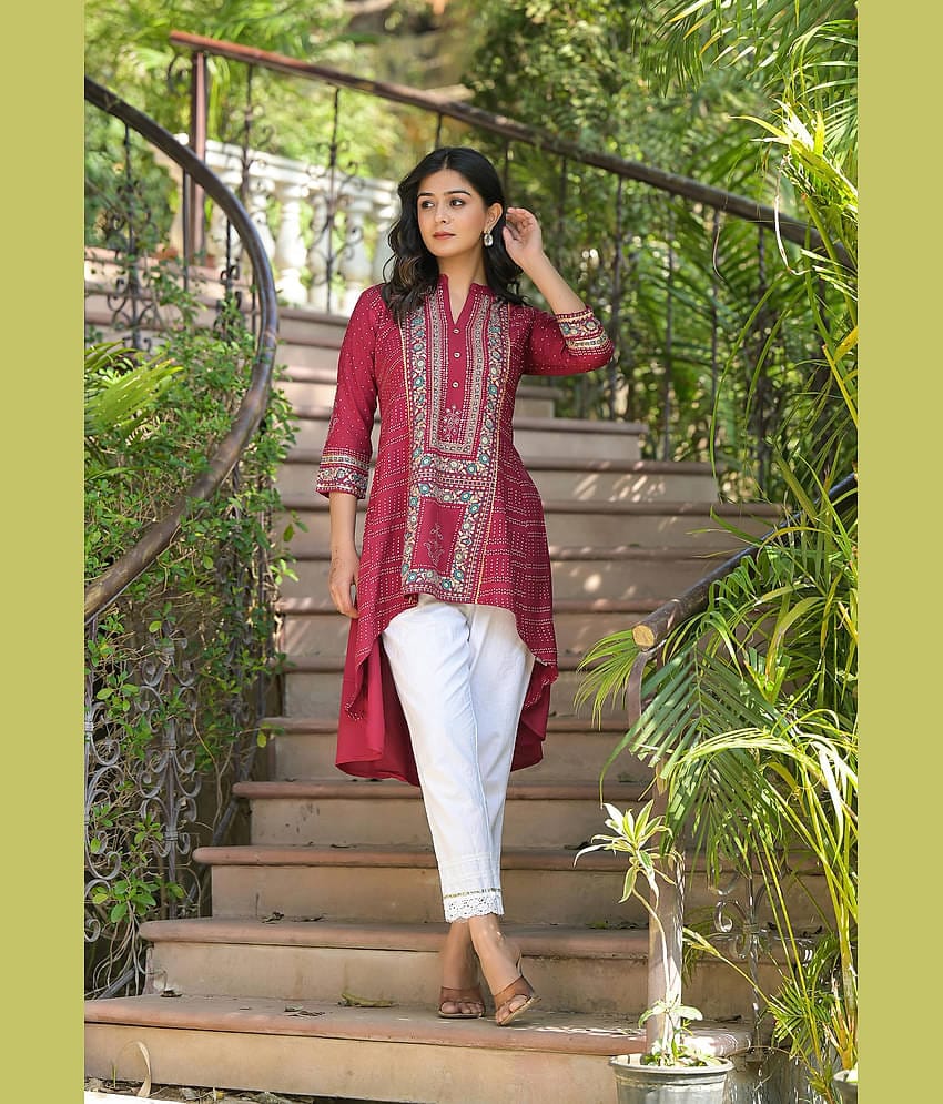 Juniper Maroon Rayon Women's Tunic ( Pack of 1 )