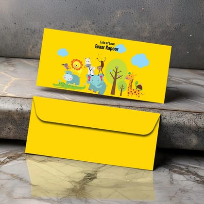 Personalised Money Envelopes - Yellow Jungle Theme - Set of 20