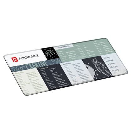 Portronics Comfipad 2 Extended Mouse Pad with Windows Shortcuts Design, Non-Slip Base, Stitched Edges, High-Precision Smooth Surface, Water Resistant Keyboard Pad for Gaming, Office & Home
