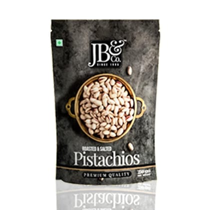 Jb&Co - Roasted & Salted Pistachios (Pista) - American Bold Pista | Roasted And Salted, High In Protein & Dietary Fiber | No Preservative | Vegan | Low Sodium | Ziplock Pack , Value Pack Of 200G (250G X 1)