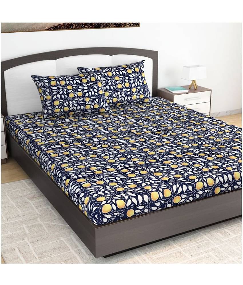 DIVINE CASA Cotton King Bedsheet ( Blue )