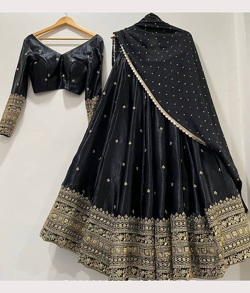 Trijal Fab Purple Chiffon Circular Semi Stitched Lehenga Single