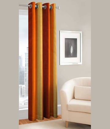 N2C Home Vertical Striped Semi-Transparent Eyelet Curtain 7 ft ( Pack of 1 ) - Orange