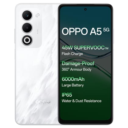 Oppo A5 5G (Mist White, 8GB RAM, 128GB Storage) with No Cost EMI/Additional Exchange Offers Oppo A5 5G (Mist White, 8GB RAM, 128GB Storage) with No Cost EMI/Additional Exchange Offers - Mist White Size - 8GB RAM, 128GB Storage