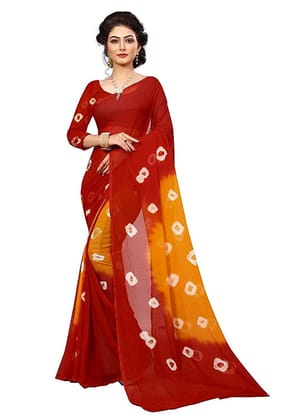 Generic Women's Chiffon Saree (Red, 5 - 6 Mtrs)