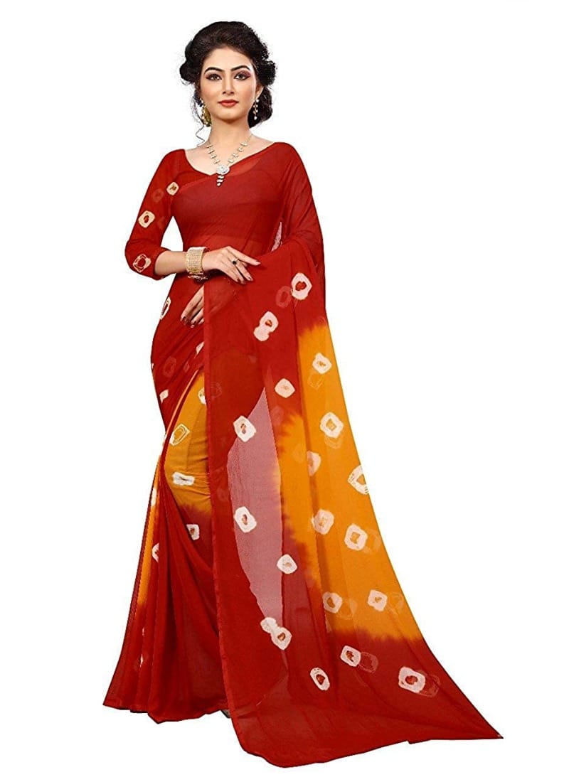 Generic Women's Chiffon Saree (Red, 5 - 6 Mtrs)