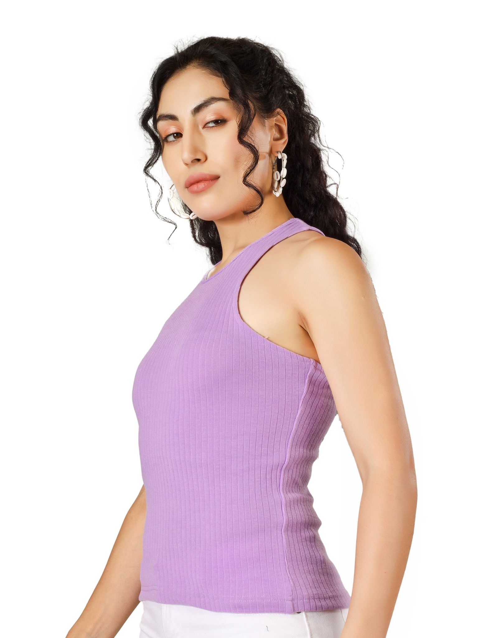 BLUEFICUS Women’s Ribbed Sleeveless Vest Top | Solid Stretchable Round Neck Casual & Daily Wear Top