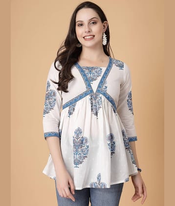 GOD BLESS Women's Cotton Peplum Top ( White )