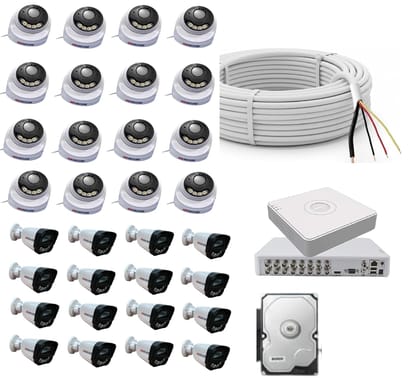 CCTV Complete Security Combo, 16 Channel DVR, 16 Dome Cameras, 16Bullet Cameras, 2TB Hard Disk, 16 Channel Power Supply, 300 Meter Wire Bundle