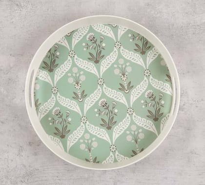 India Circus Mulberry Blooming Dahlia Round Small Bamboo Tray