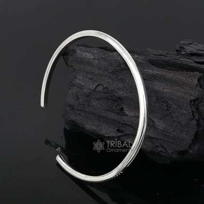 Solid 2.5 mm 925 sterling silver plain design modern trendy cuff kada bracelet best gifting unisex bangle kada cuff166