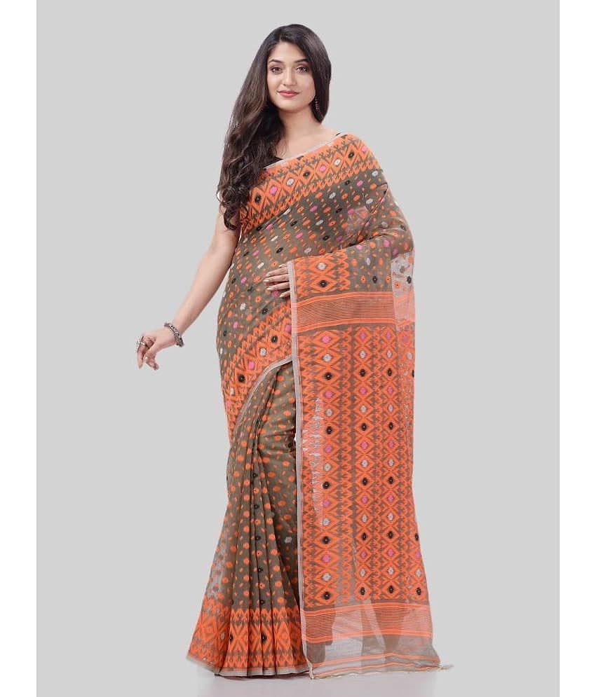 Desh Bidesh Cotton Woven Saree Without Blouse Piece ( Grey )